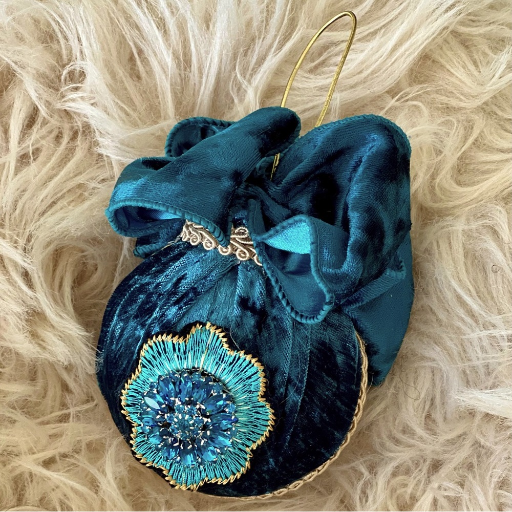 Handmade Velvet Christmas Jewel Ornament. Color can be made to order.